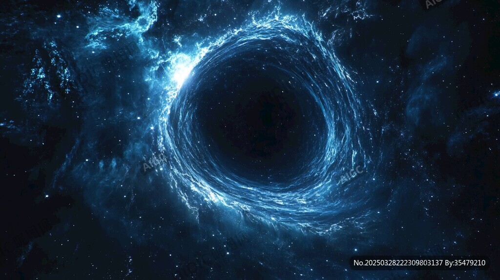 深邃宇宙中的蓝色时空漩涡