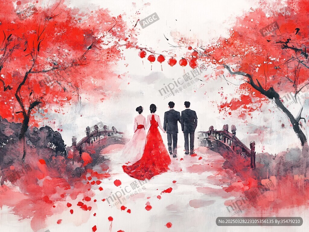 中式浪漫婚礼漫步红枫间
