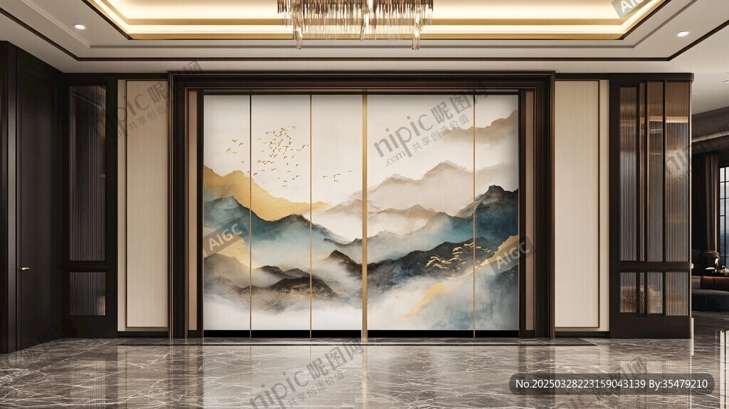 中式山水风大气玄关设计