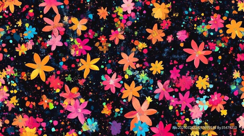 缤纷多彩花朵图案背景