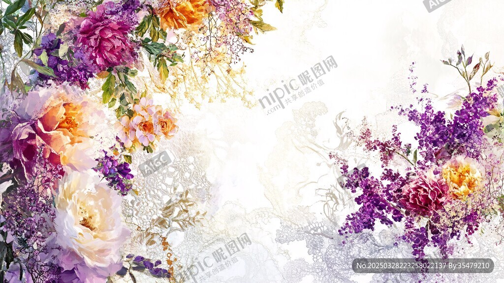 梦幻花卉背景图