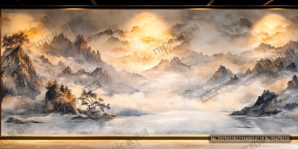 中式山水意境墙绘艺术