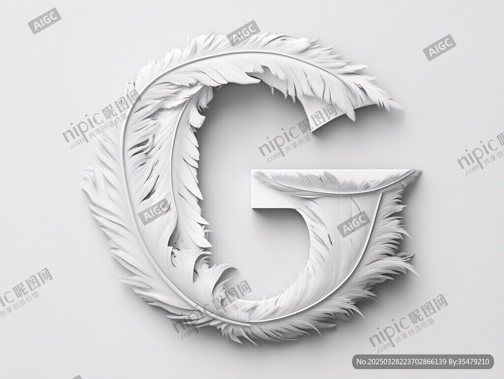 羽毛装饰的立体字母G