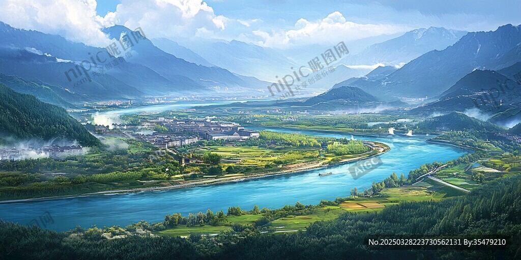 壮丽河谷风光图