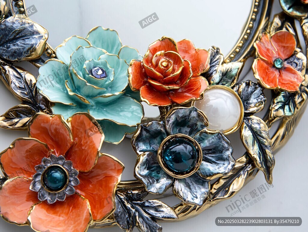 绚丽花朵装饰艺术风饰品
