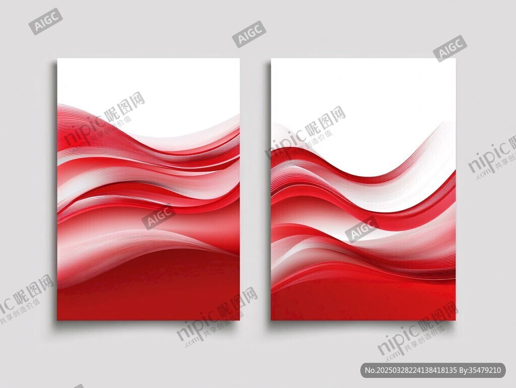 红色波浪动感双幅海报