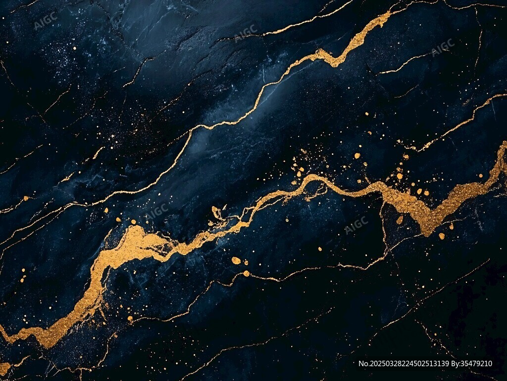 深蓝金纹大理石纹理背景