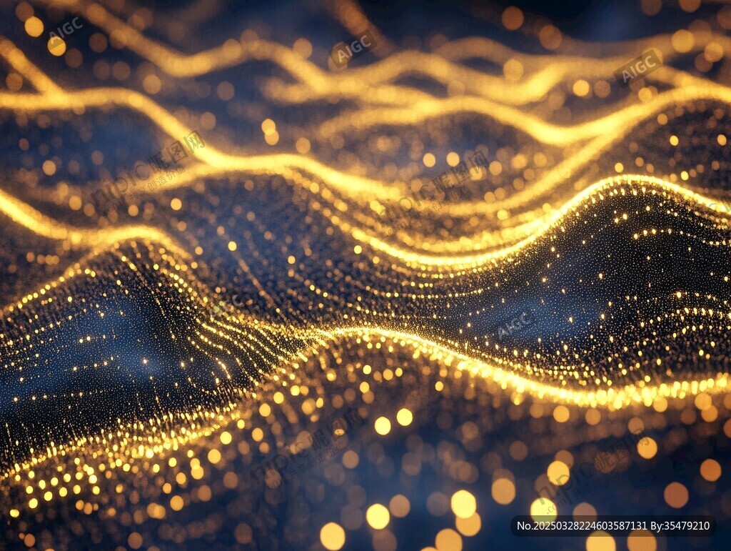 金色粒子波浪科技背景图