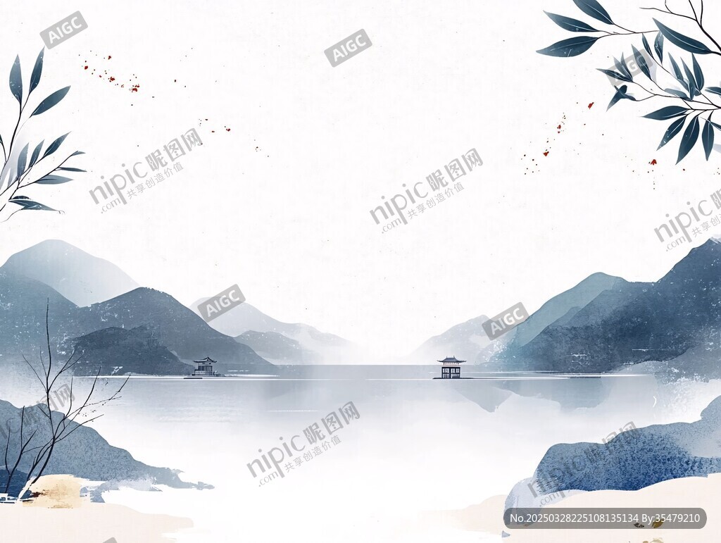 水墨山水意境风景图