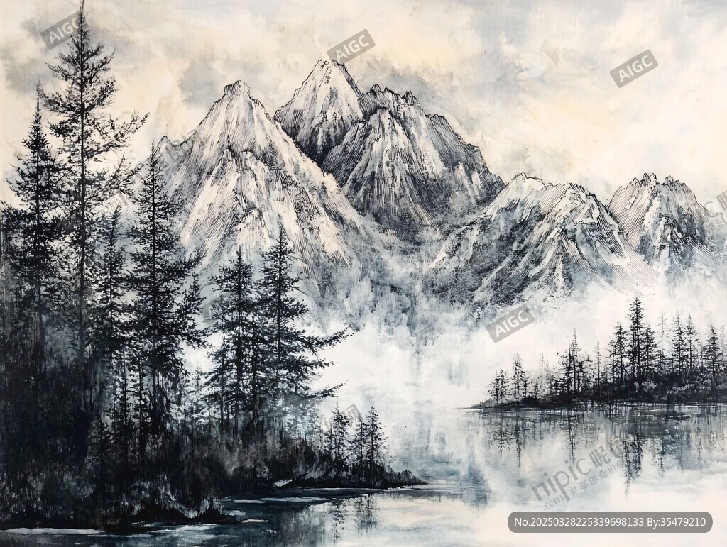 水墨山水间的静谧景致