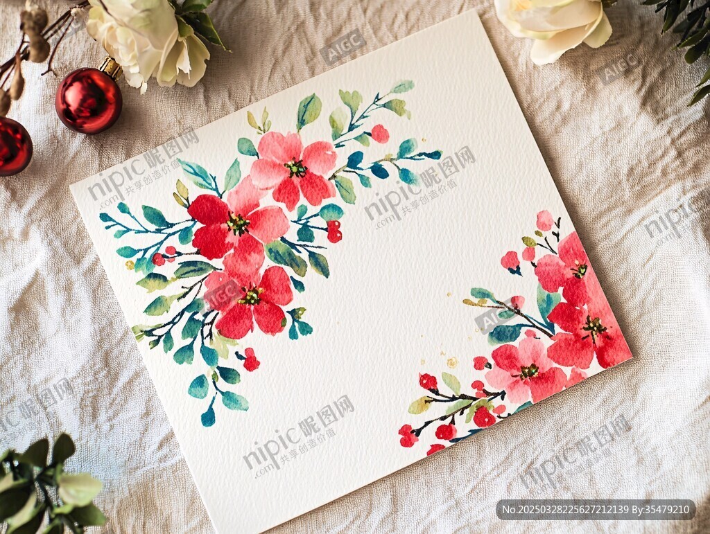 手绘花卉装饰画 清新雅致