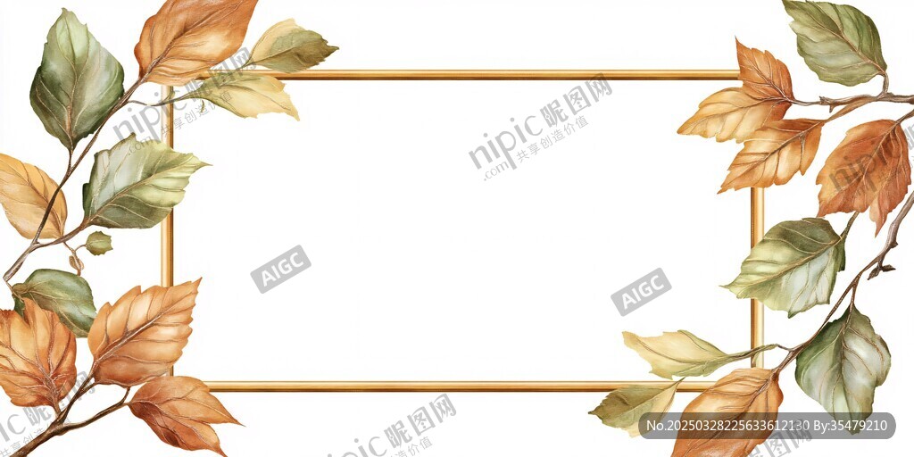 秋季树叶边框装饰图