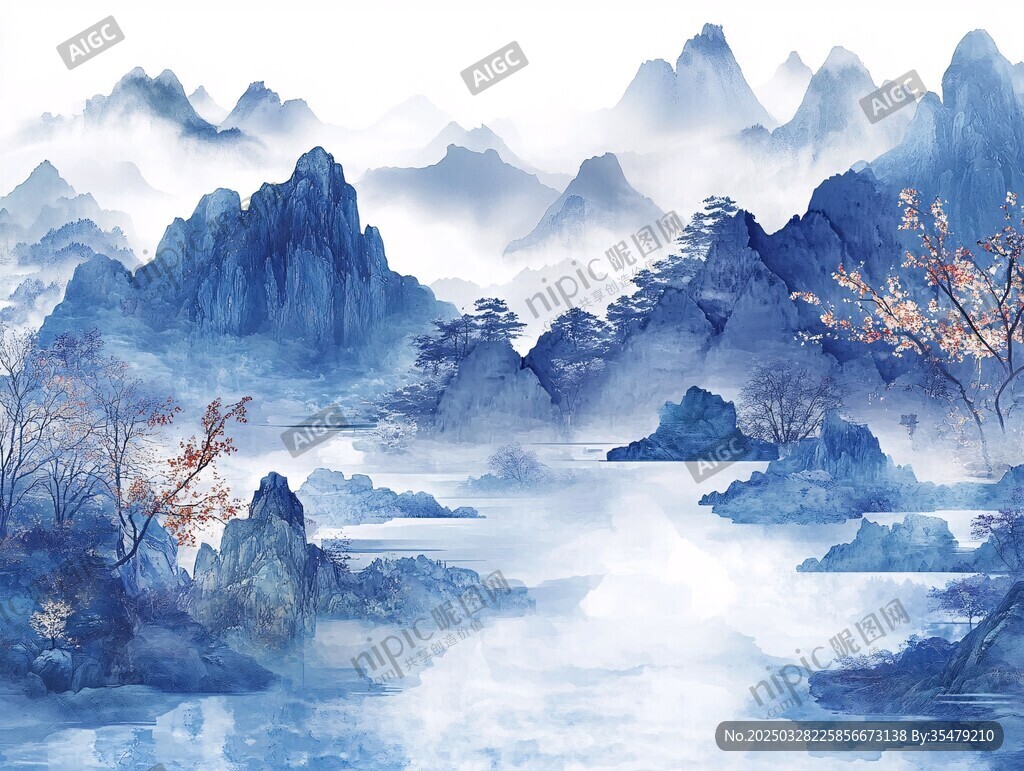 水墨山水间的诗意景致