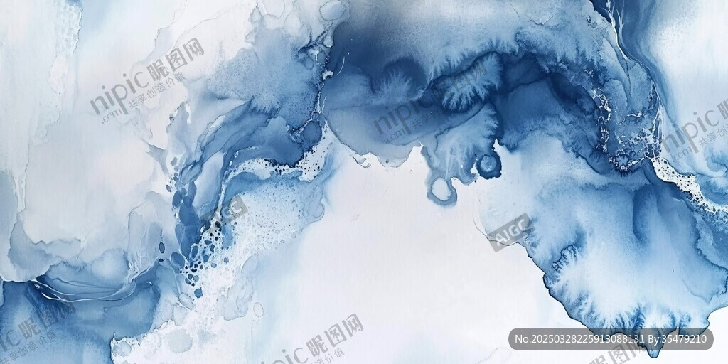 梦幻蓝调水墨抽象纹理