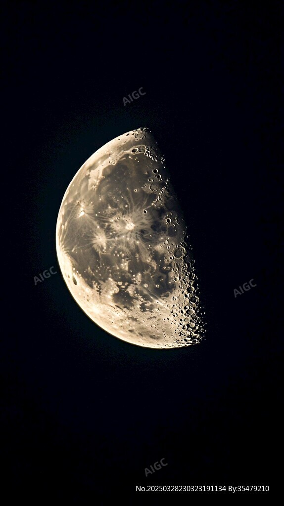 半月悬夜空 尽显宇宙之美