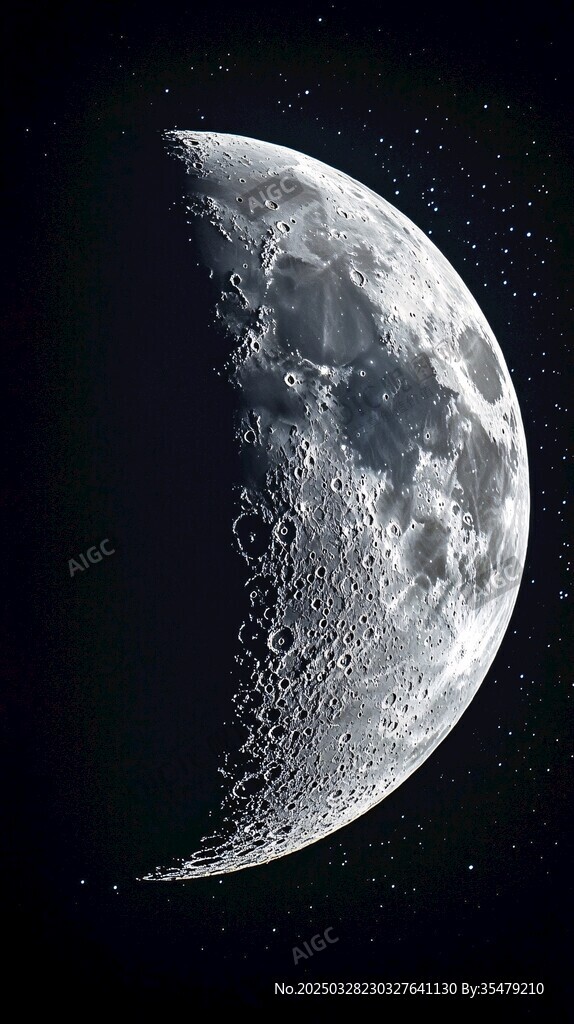 半月悬于星空
