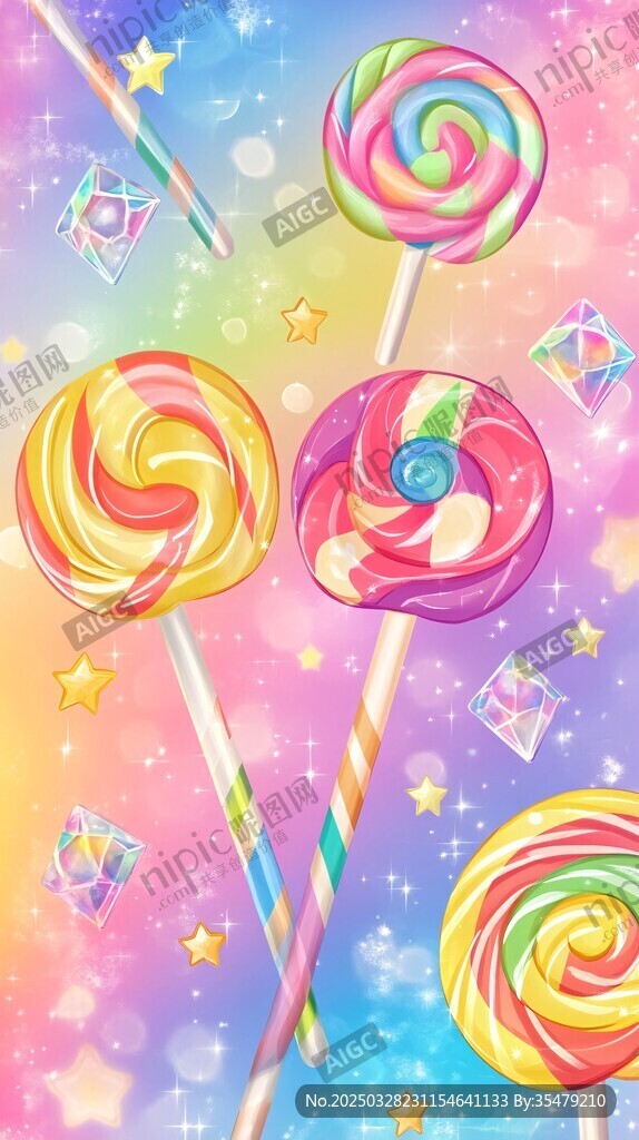 梦幻缤纷的多彩棒棒糖世界