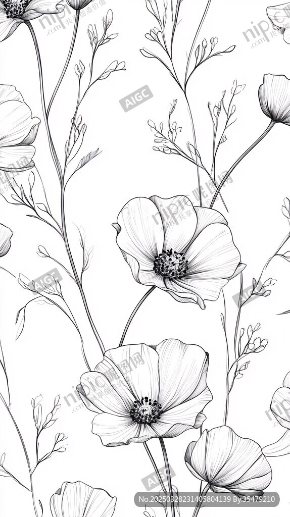 黑白花卉图案设计