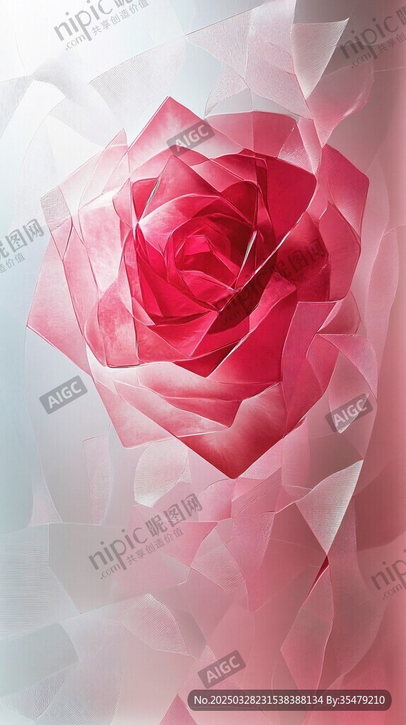 梦幻粉色折纸风玫瑰花