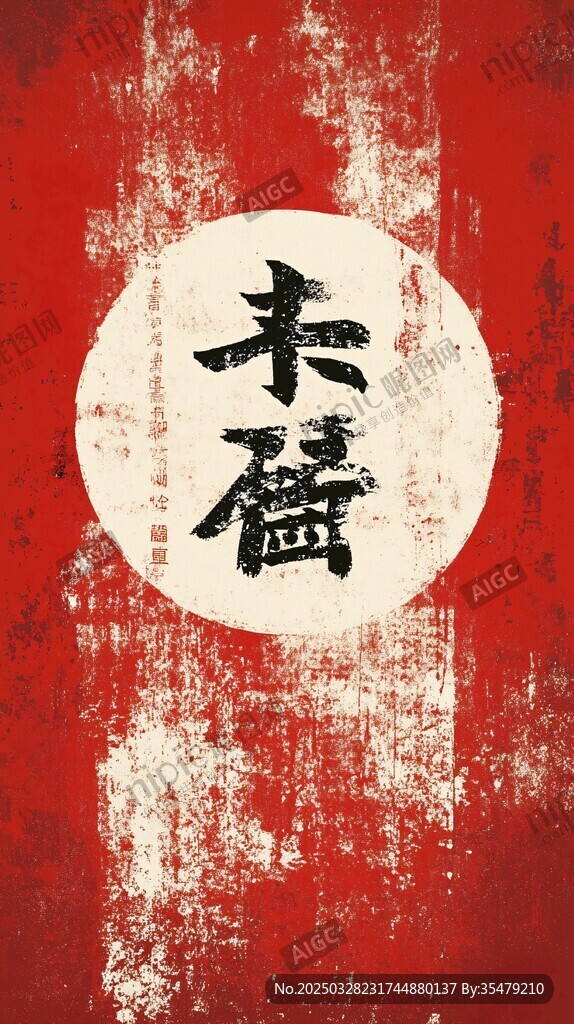 红色背景上的未历书法艺术