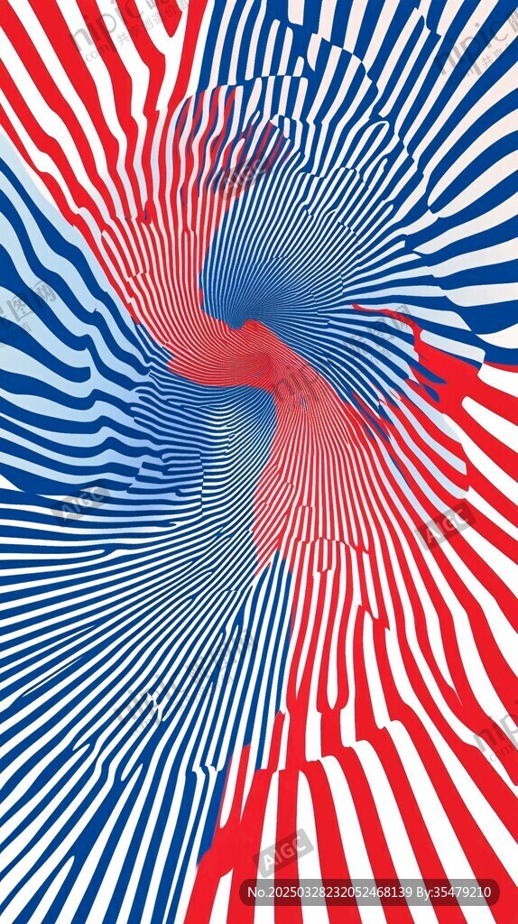 红蓝条纹动感漩涡图案
