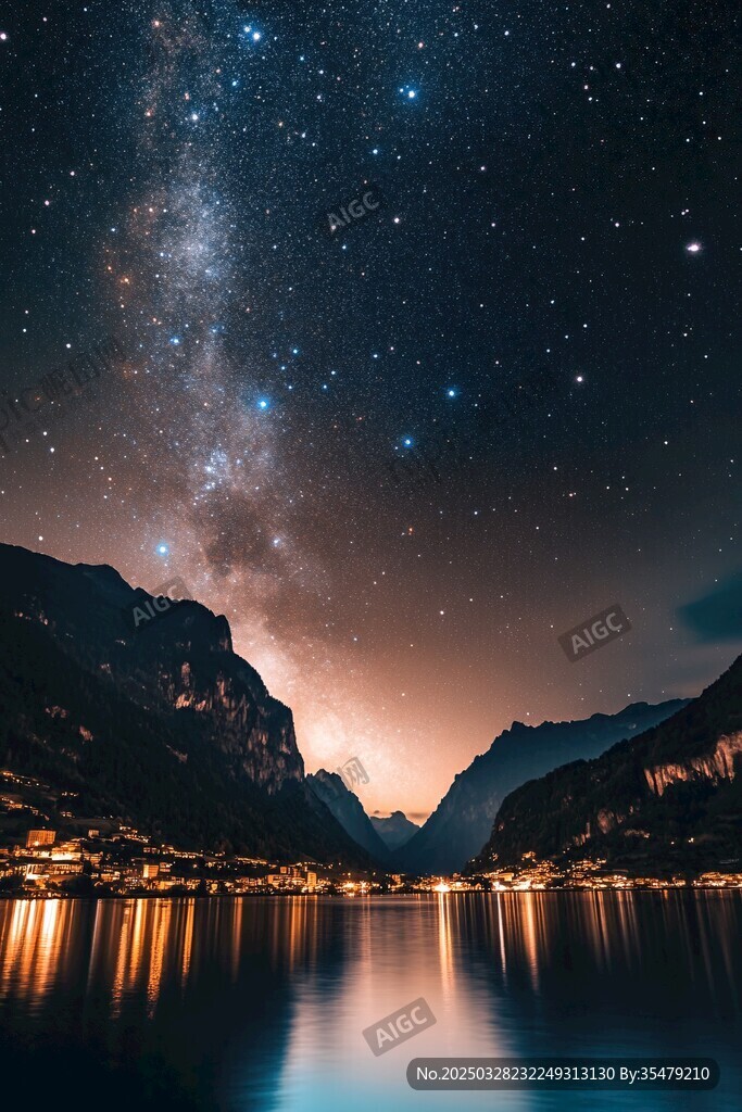 湖畔星空夜景