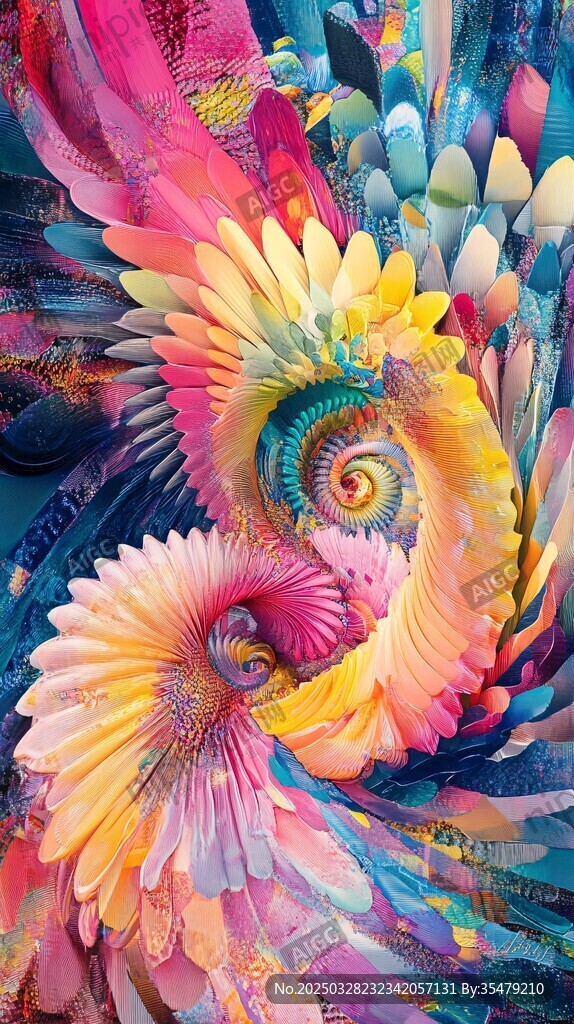 梦幻绚丽的抽象花卉图案