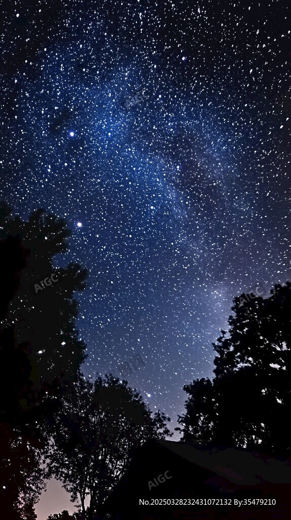 璀璨星空下的静谧树林