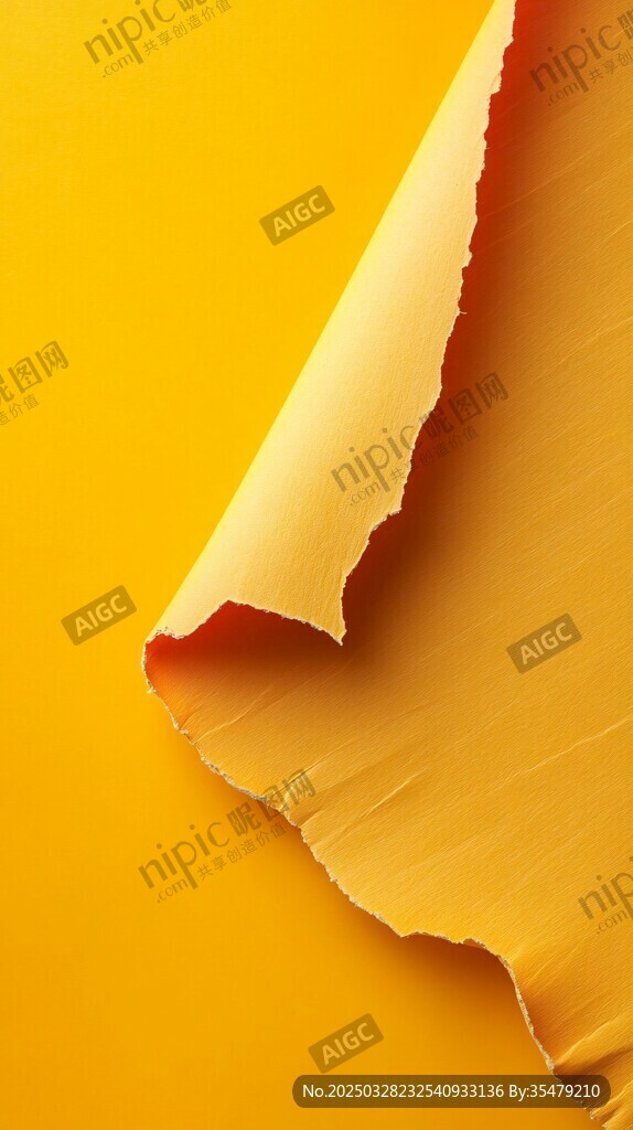 卷曲黄纸的独特质感画面
