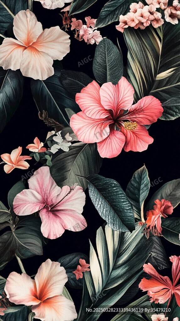 热带花卉图案背景