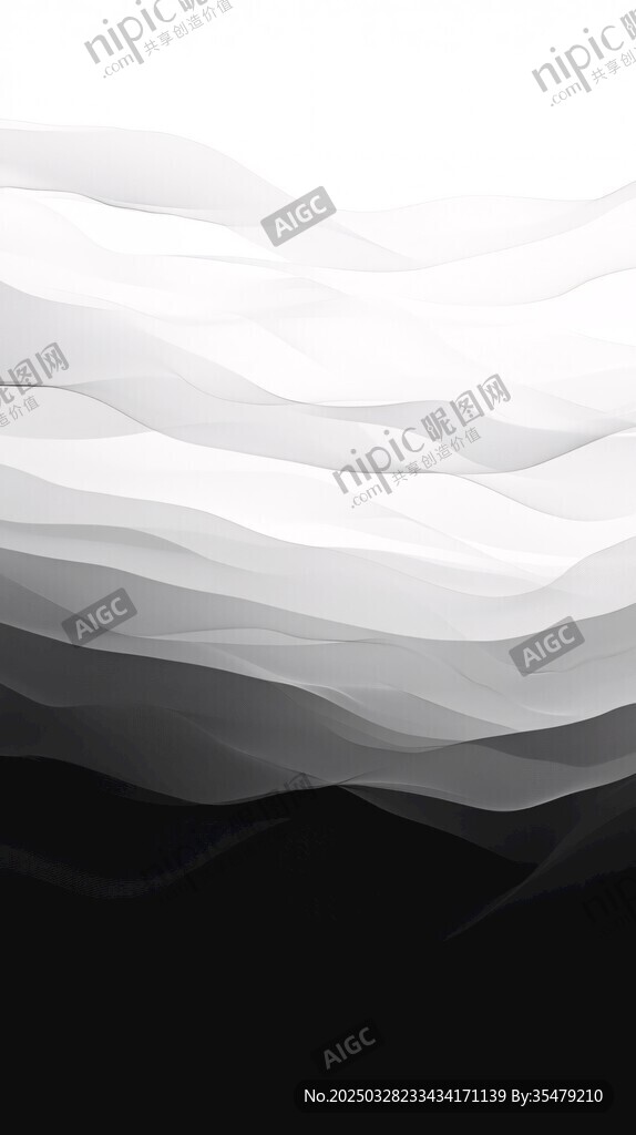 黑白山峦抽象艺术背景图