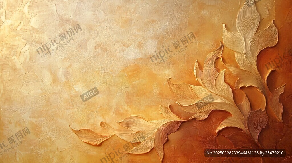 金色浮雕花纹艺术背景