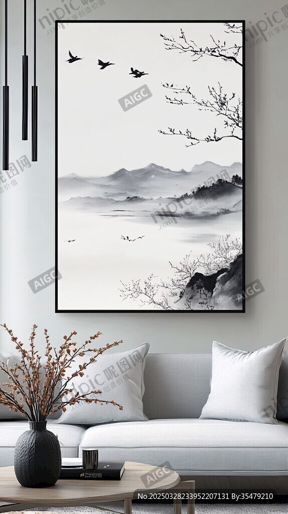 水墨山水挂画 雅致客厅风