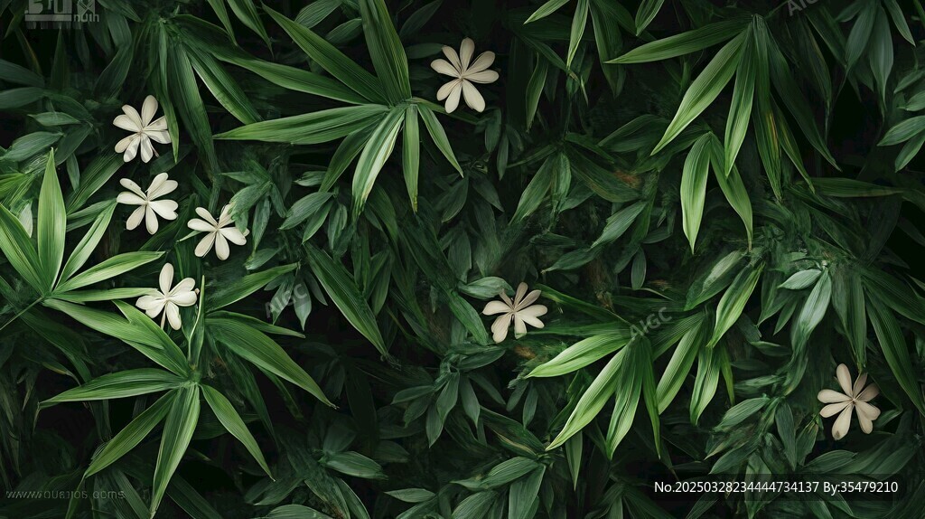 绿叶白花构成的清新图景
