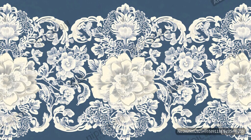 蓝底白花古典花纹图案