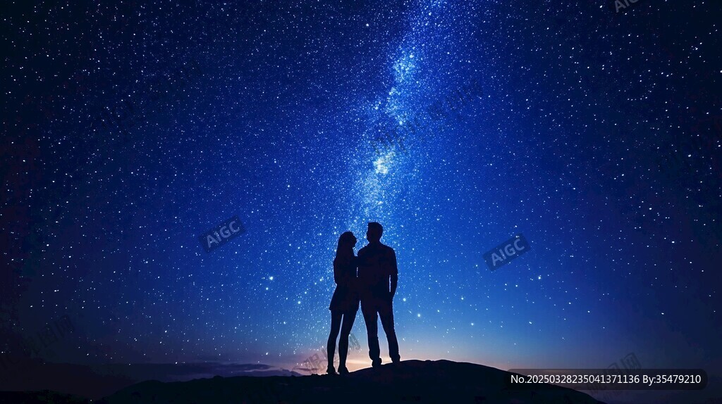 情侣共赏璀璨星空
