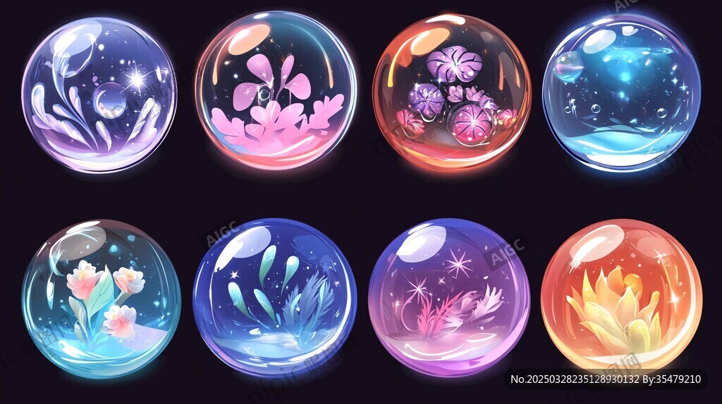 梦幻花卉元素魔法水晶球