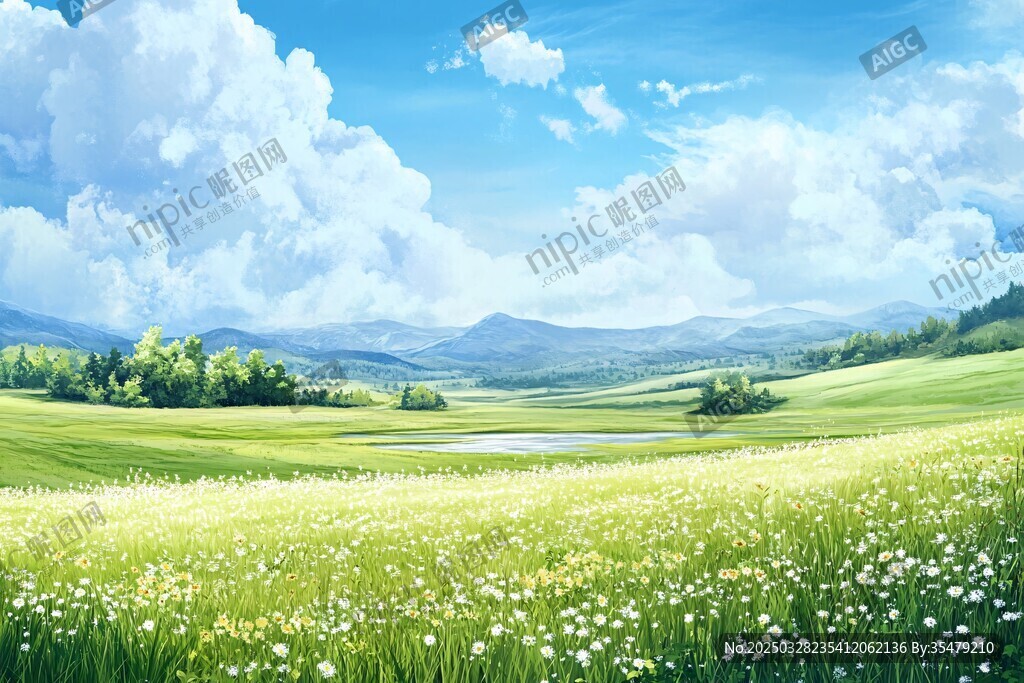 梦幻绿野田园风光图景
