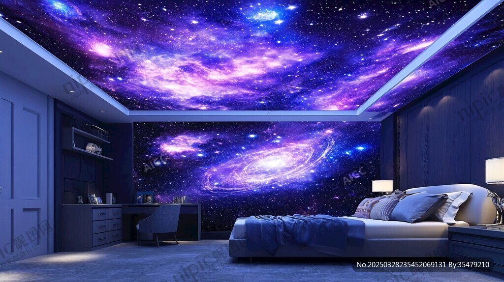 梦幻星空卧室天花板设计
