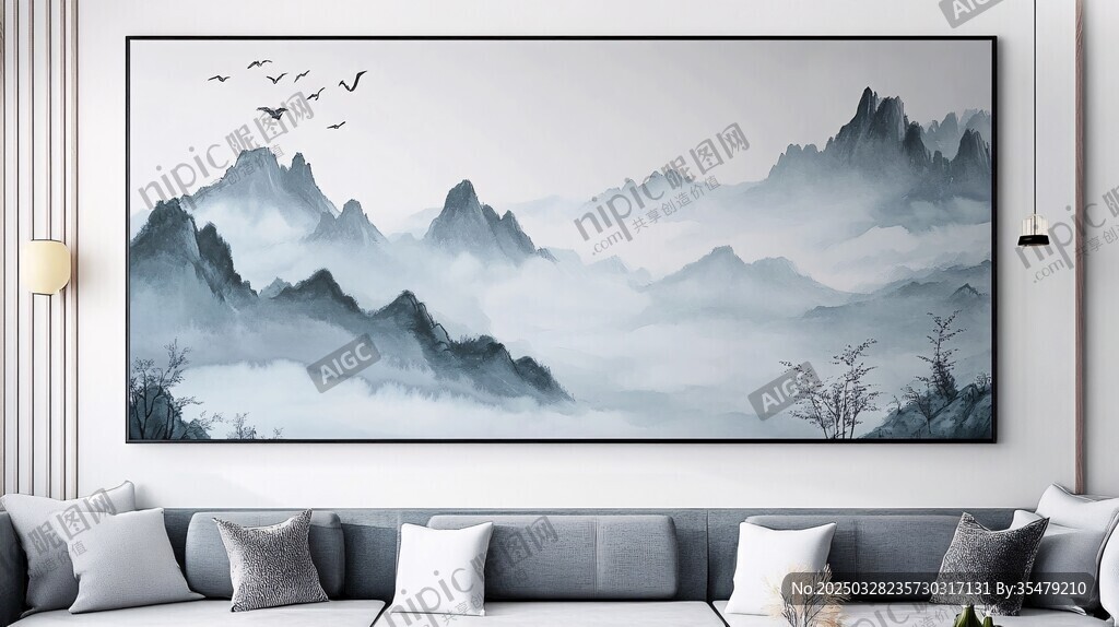 中式山水挂画 客厅添雅致
