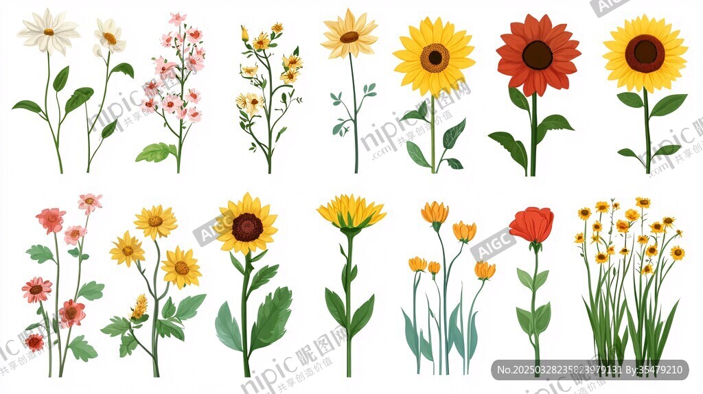 多样花卉插画集合