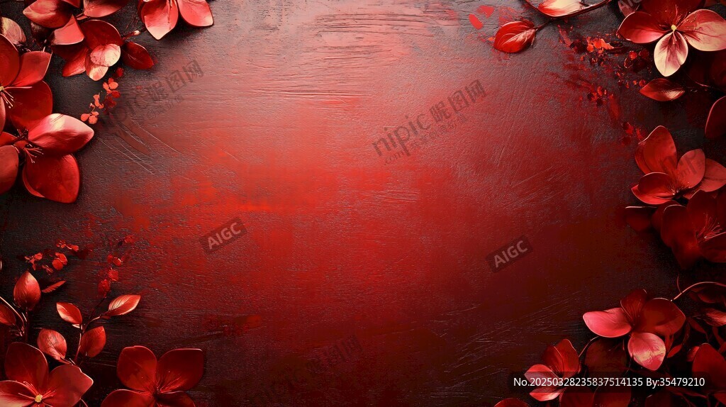 红底花瓣浪漫背景图
