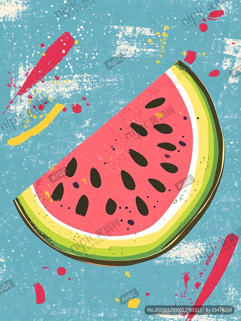 夏日清新西瓜插画图案