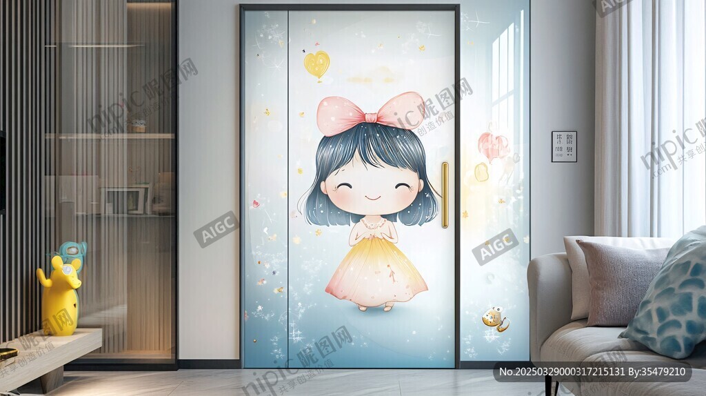 可爱卡通女孩装饰墙面