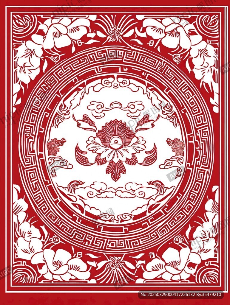 中式传统花卉纹样图案