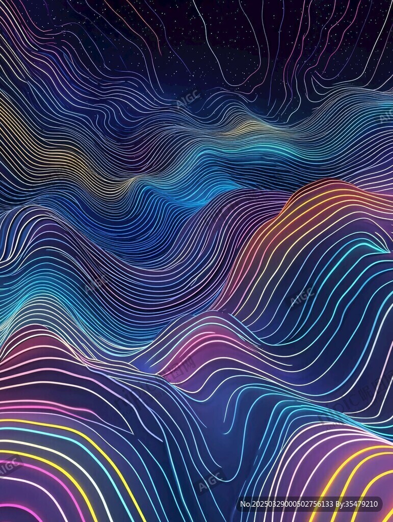 梦幻多彩线条波浪背景图