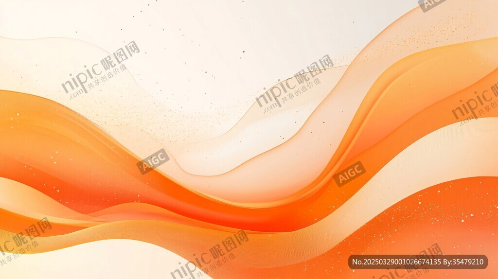 橙色流动波纹抽象背景图