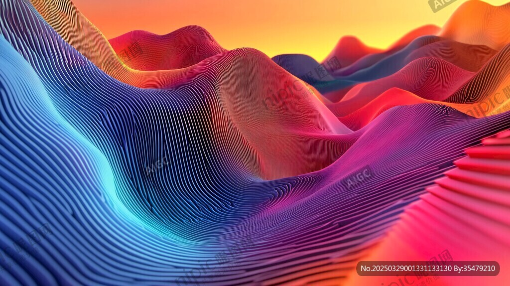 梦幻绚丽的抽象起伏地形