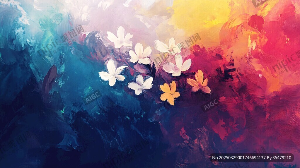 梦幻色彩中的缤纷花朵