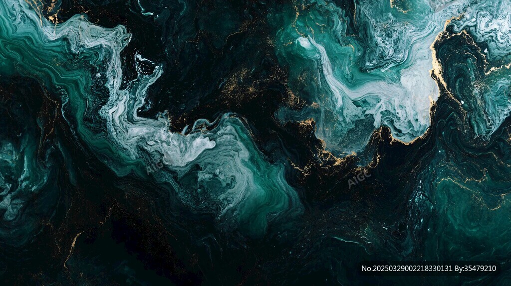 墨绿流体艺术纹理画面